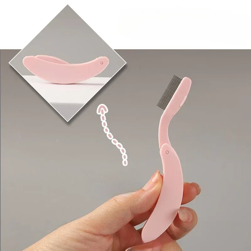 1Pc Curved Design Eyelash Brushes Combs Folding Separator Stainless Steel Eyelash Combing Tool Beauty Portable