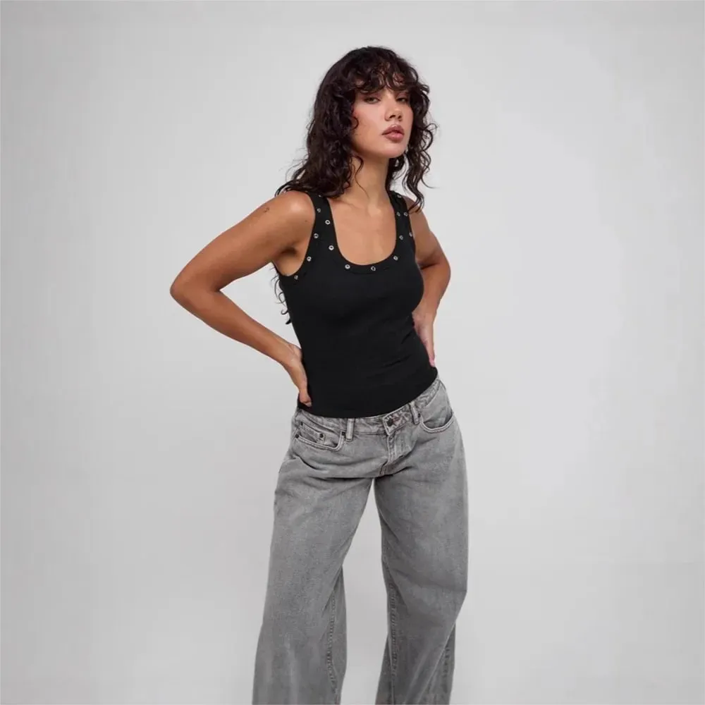 Women's Clothing MsChuh Summer Solid Color Vest Patchwork Slim Top Sleeveless Simple Style All-match Casual Comfortable Trendy