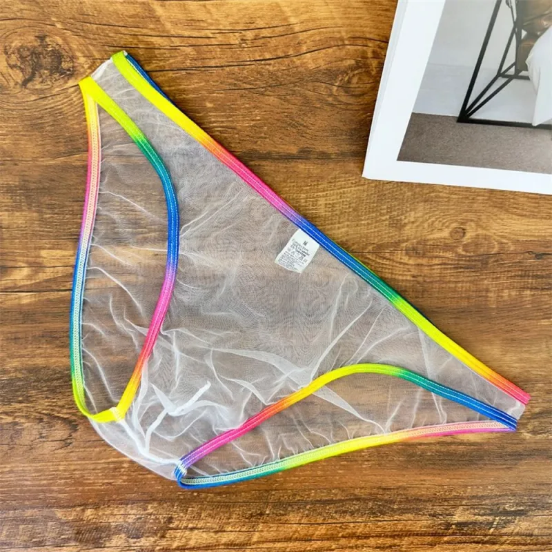 Färgglada Låg midja U konvexa underkläder Herr Sexiga Gauze-trosor Ultratunna Sheer Mesh Transparenta Kalsonger — image 18