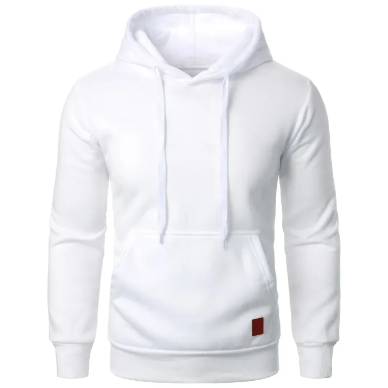 Masculino casual gola com capuz cordão hoodies moletom camisas de manga longa ao ar livre streetwear cor sólida pulôver leve — image 2