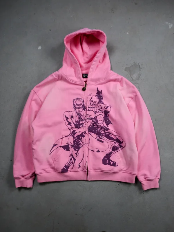 Y2k stands hiphop jojo aventura bizarra hoodies harajuku oversized das mulheres dos homens com zíper moletom hip hop casal rua moletom — image 10