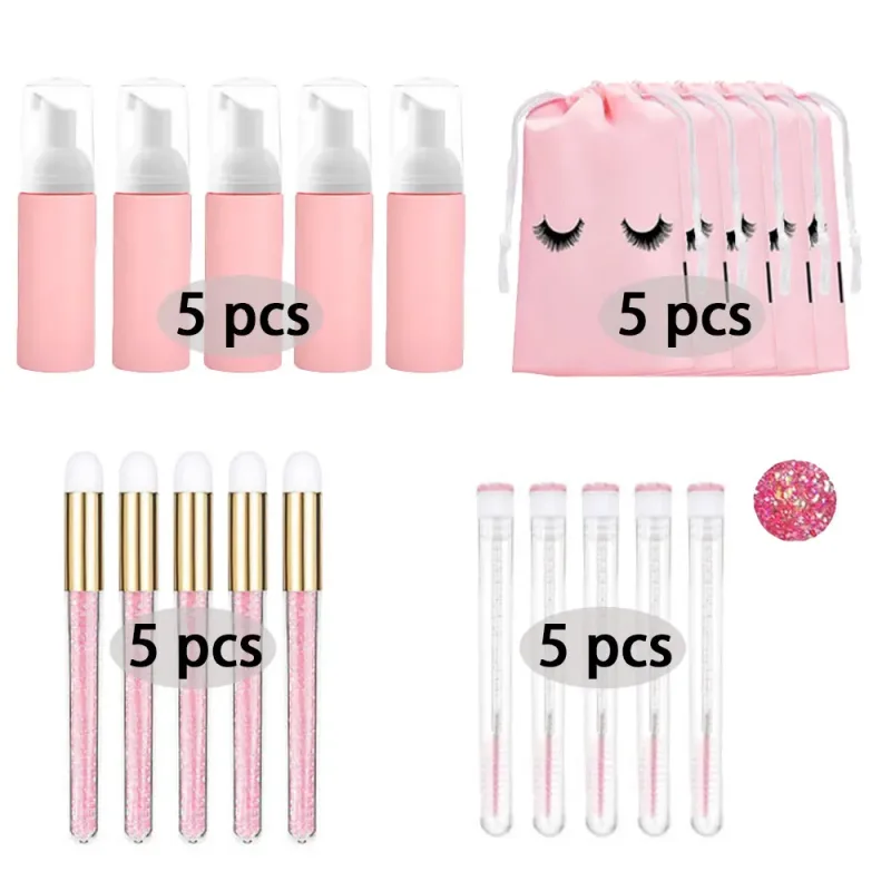 60ml 리필 가능 빈 플라스틱 펌프 병 래쉬 확장 청소 키트 긴 막대 브러시 래쉬 경기자 먼지 튜브 EVA 보관 가방 도구 — image 13