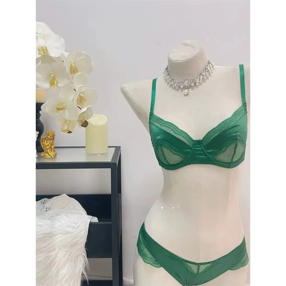 Women French Satin Lace Bra 32-38 Ultra Thin Minimizer Underwire Bra Side Support Anti Sag Lingerie Gather Chest Daily Underwear — image 3