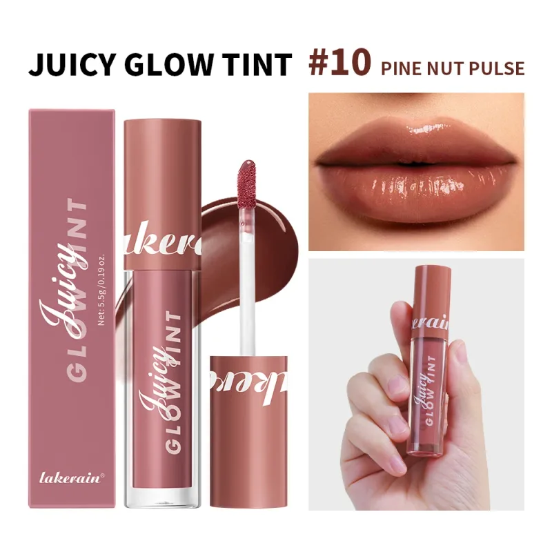 Juteux lueur teinte pour les lèvres miroir brillant à lèvres hydratant en profondeur longue durée rosée hydratant Non collant haute brillance teinté maquillage pour les lèvres