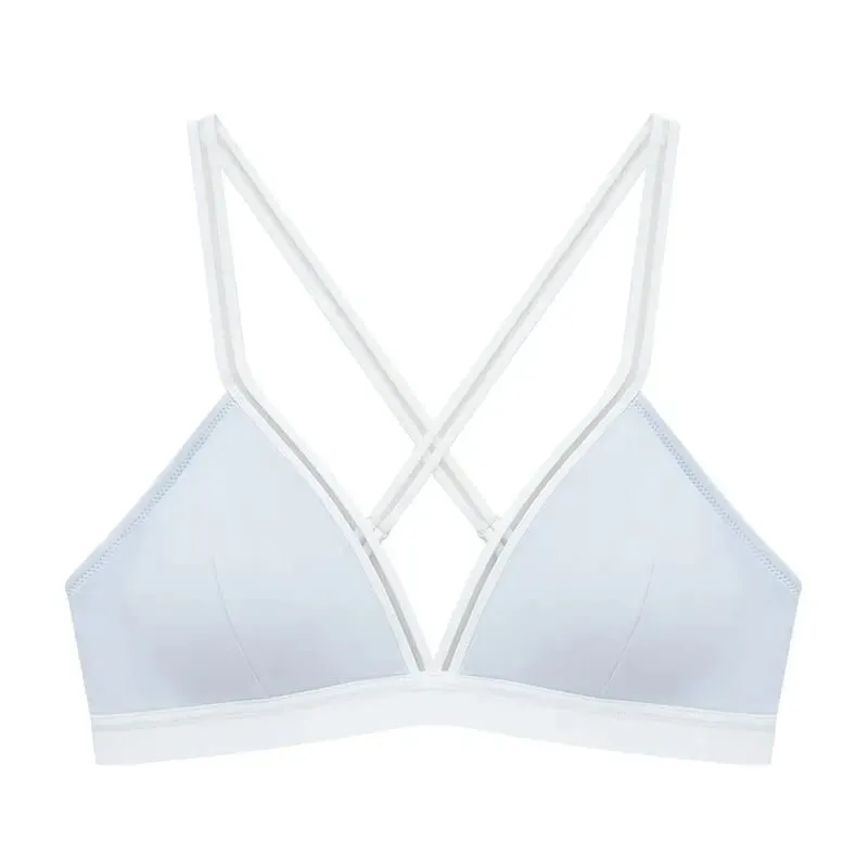 Deep V Triangle Bra for Women Small Bust Slight Gather Thin Strap Beauty Back French Style Seamless Light Soft Lingerie 32-38AB — image 9