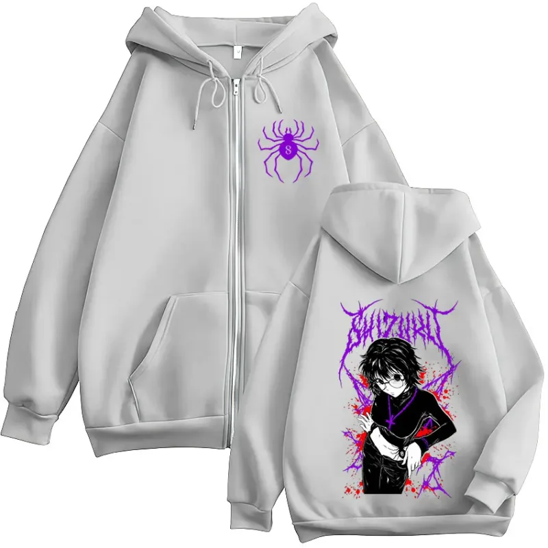 Anime Hunter X Hunter Shizuku Murasaki Zipper Hoodies Men's Women Clothing Oversized Fleece Zip Up Hooded Sweatshirts Streetwear — image 7