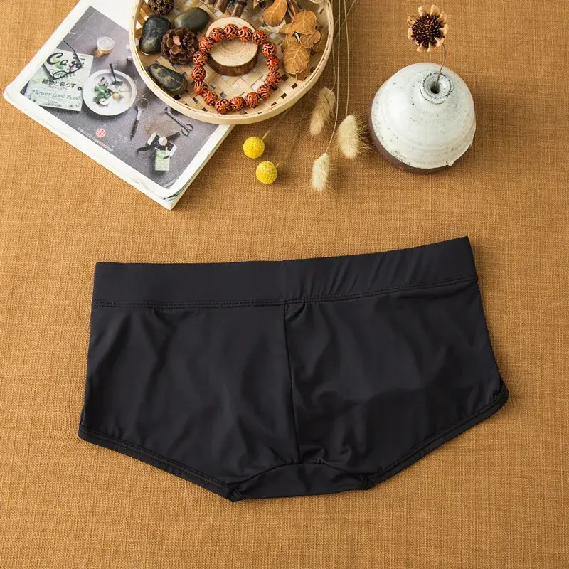 Cueca masculina de seda com leite de ângulo plano, confortável e adequada para a pele, respirável, sedosa, suave, secagem rápida, boxers baixos — image 6