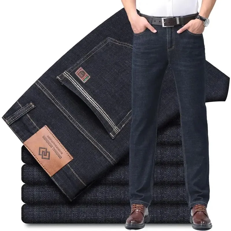 Men's Slim Fit Straight Leg Jeans Simple Casual High-quality Classic Retro Pants