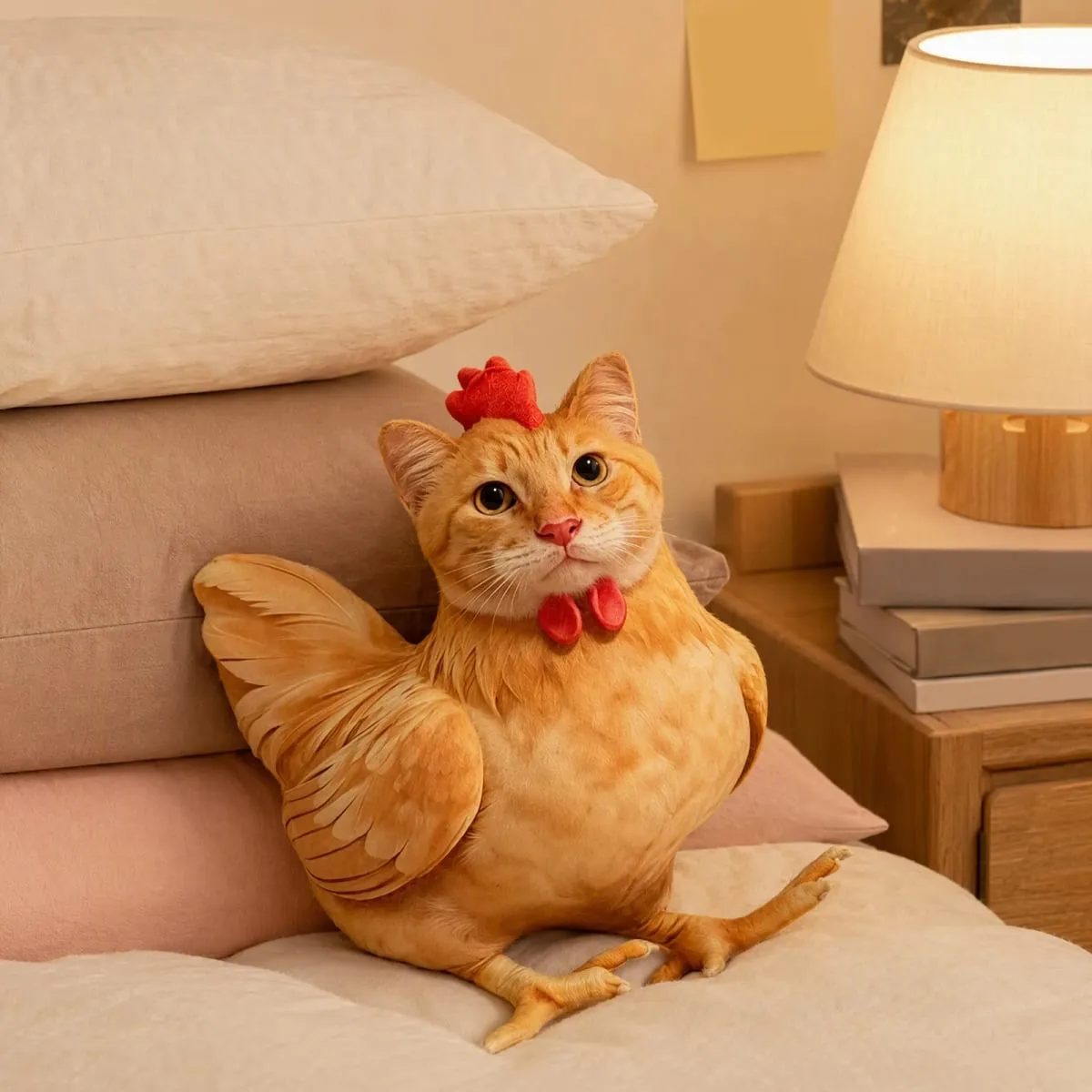 Gato frango engraçado novidade brinquedo de pelúcia animal de pelúcia sofá travesseiro 3d almofada bonito gatinho boneca decoração do quarto