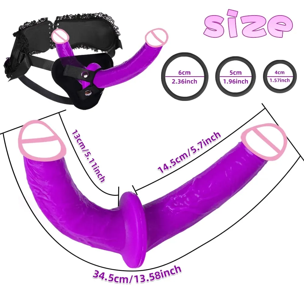 Vibrador realista de duas cabeças, pênis longo, penetração dupla, ponto g, vagina, pau anal, projetado para mulheres lésbicas, brinquedos sexuais adultos — image 6