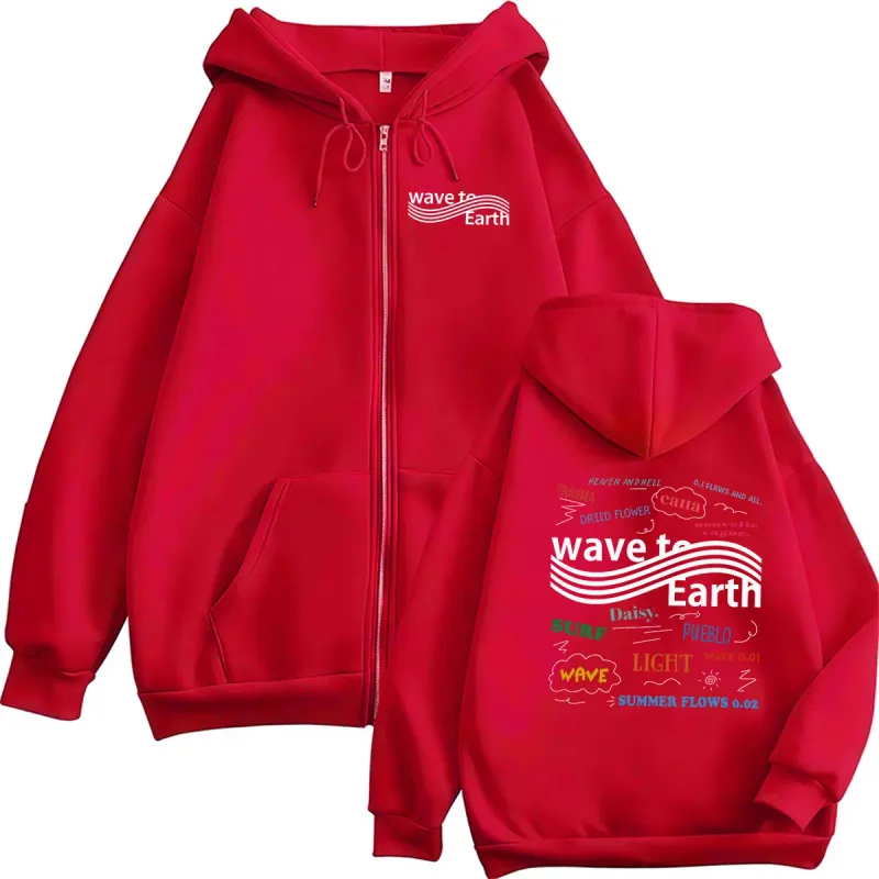 Korean Band Wave To Earth The Pieces Tour 2026 Zipper Hoodies Men Women Clothing Long Sleeve Vintage Oversized Coats Sweatshirt — image 4
