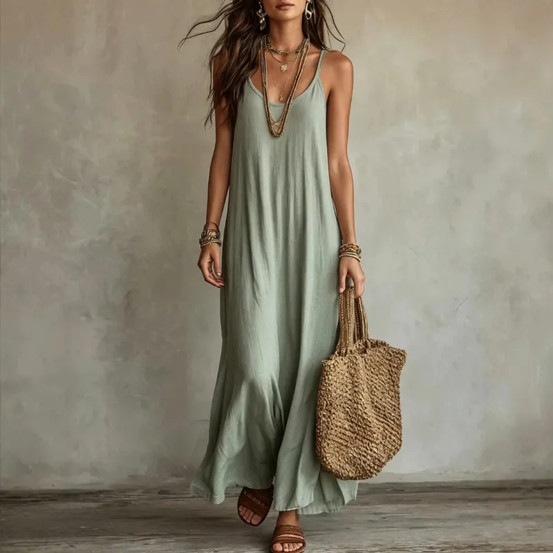 Backless Cami Dresses Summer Women Boho Dress Spaghetti Strap Sleeveless Casual Maxi Dress Long Sundress Holiday Beach Wear — image 9
