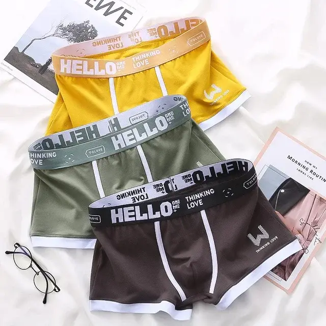 1Pcs Men Cotton Boxer Shorts Panties Underwear3 Kulay L XL 2XL 3XL Soft Letter Belt Breathable Soft Fashion Sports — image 9