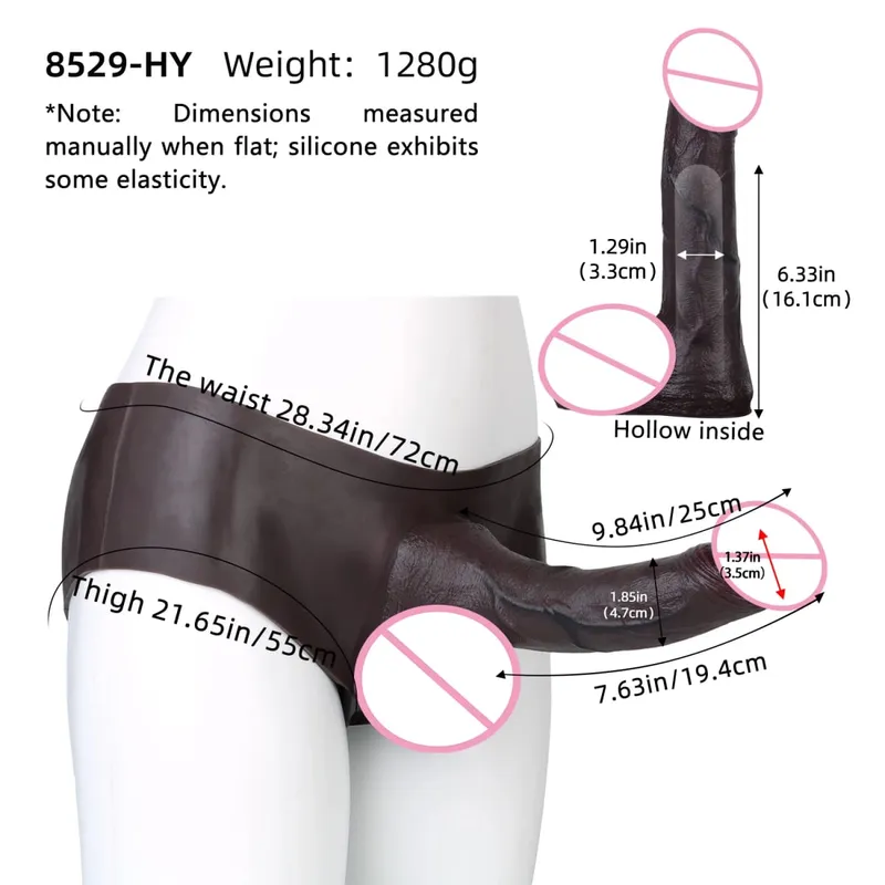 Thick Hollow Dildo Male Strap-On Huge Hollow Dildo Dick Extender Silicone Realistic Large Penis Sex Toy For Couples Sex — image 23