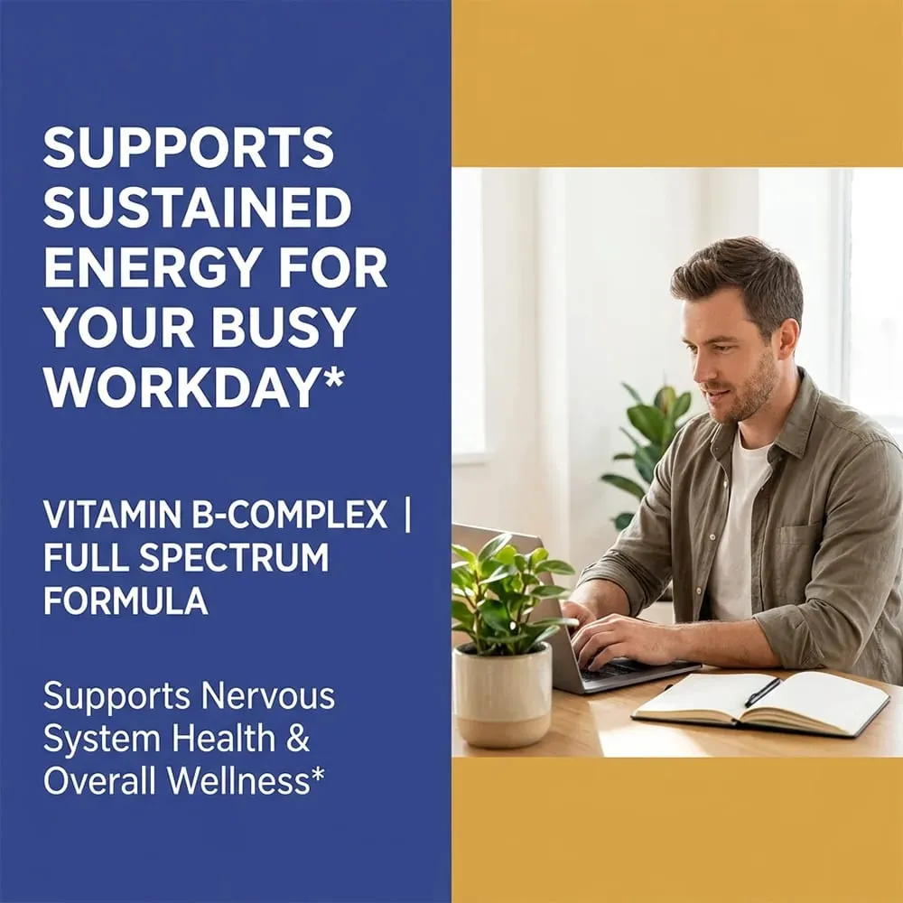 Vitamin B Complex Capsules Relieve Stress Energy Metabolism Nervous System & Immune Wellness Support Vegetable Capsules — image 4