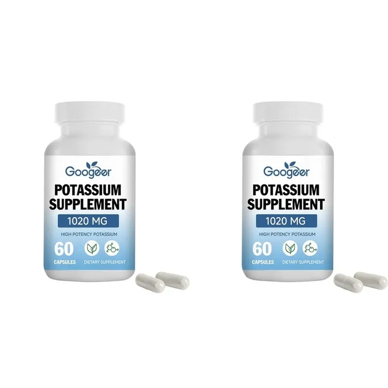Cápsulas de suplemento de potássio Googeer para suporte diário de lacuna mineral 1020 mg equivalente a nível de potássio estável 60 cápsulas — image 8