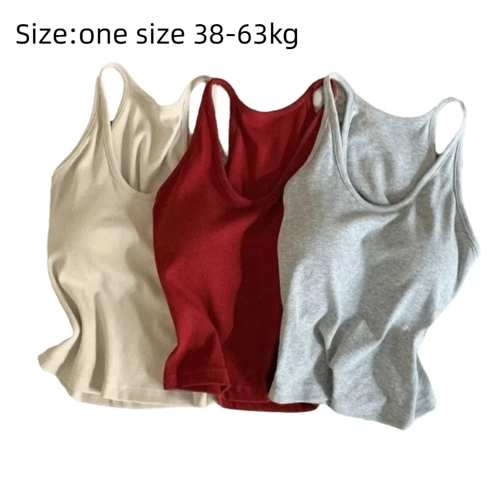Korean Style with Chest Pad Strap Vest U-Neck Solid Color Backless Sleeveless Top Slimming Women Camis Summer — image 6