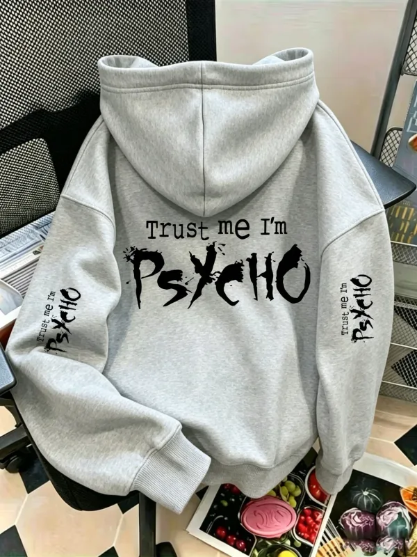 Unissex confie em mim eu sou psico esportes moletom gótico escuro carta impressão preto oversized pulôver streetwear moletom primavera outono — image 3