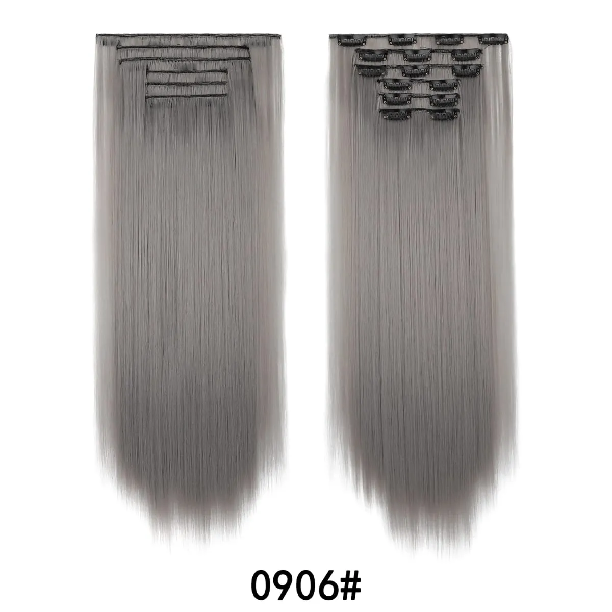 Jeedou Jeedou 6Pcs Clip In Straight Hair Extensions 60cm Long Synthetic Hair Pieces With 16 Clips Heat Resistant Hair For Women