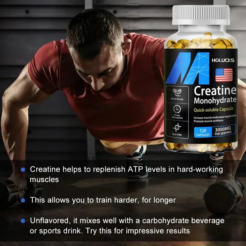 High Potency Creatine 3000mg Supplement for Brain & Muscle Cell Energy Increases Power Output & Exercise Performance Non-GMO