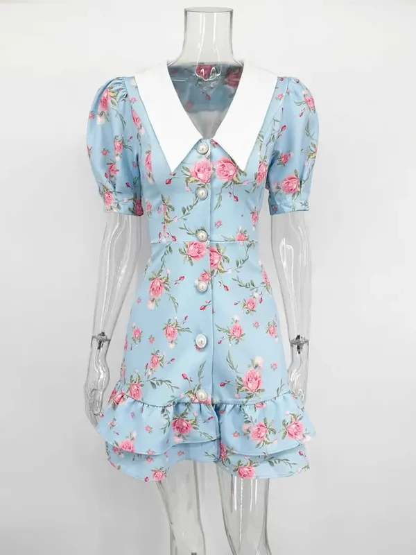 Tossy Printed Lapel Fashion Mini Dress Pambabae Short Sleeve Patchwork Contrast Elegant Summer Dress 2025 Pambabaeng Bodycon Dress