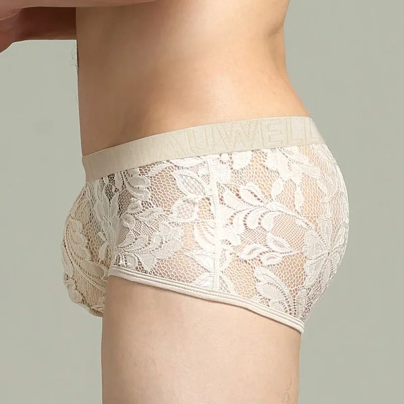Tawell Boxers för män Fashionabla sexiga spetsbyxor U Convex Pocket Flats Underkläder — image 5
