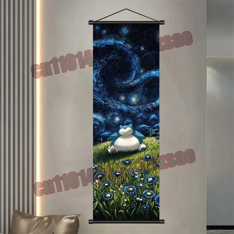 Printed Pokemon Poster Anime Wall Artwork Gengar Eevee Pikachu Images Scroll Paintings Retro Artist Home Living Room Decor