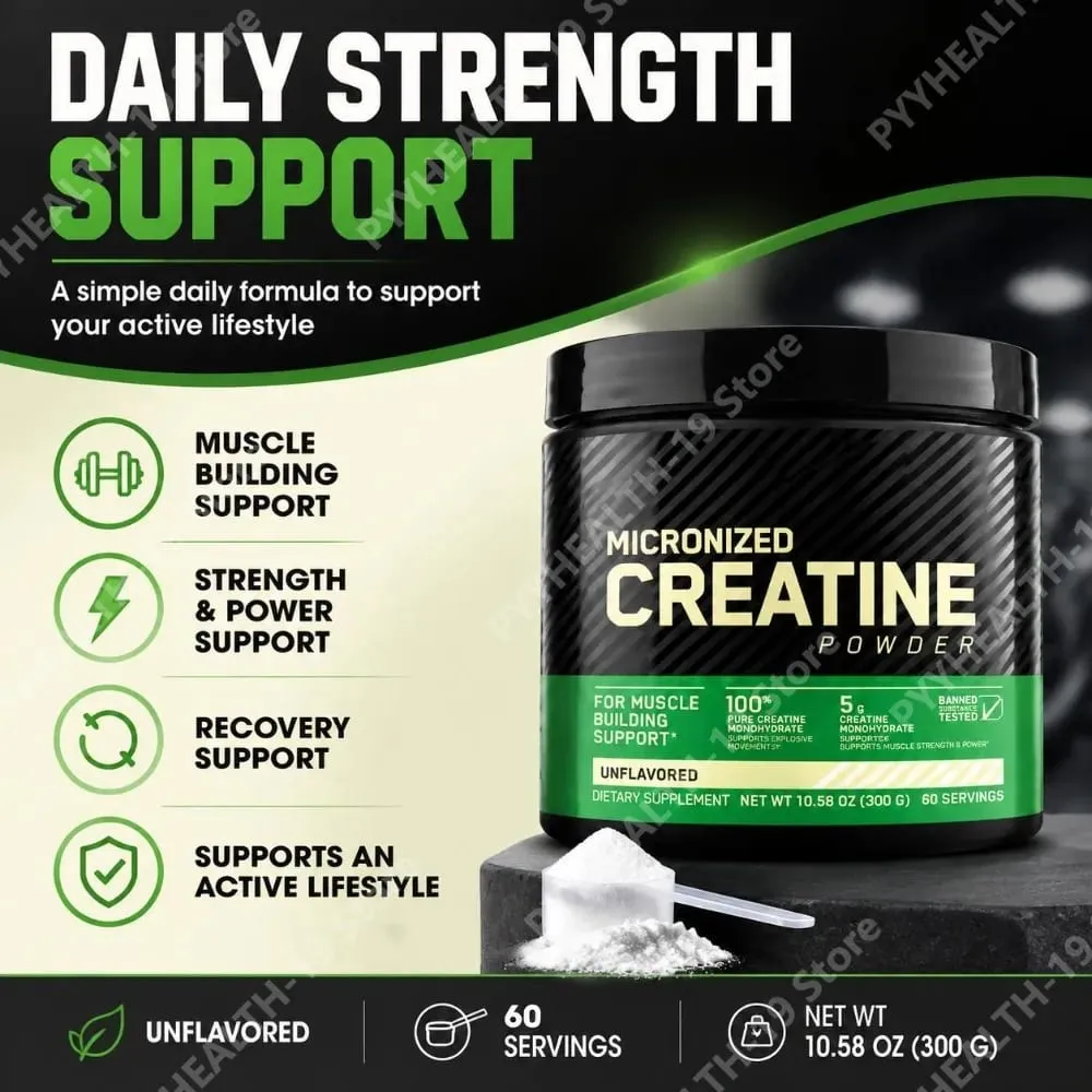 Micronized Creatine Monohydrate Pure & Unflavored Powder for Muscle Building Strength Power & Recovery Support Adults 300g — image 2