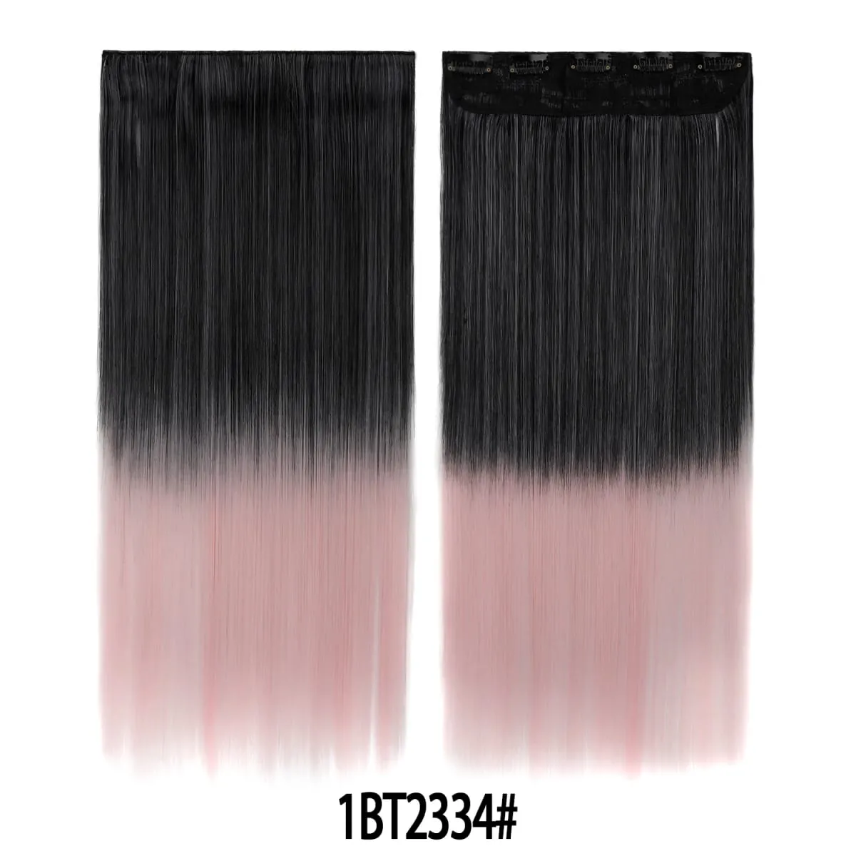 Jeedou Rainbow Hairpieces Clip In Hair Extension One Piece With 5Clips Ombre Color Straight Hair Wig For Girls Halloween Cosplay