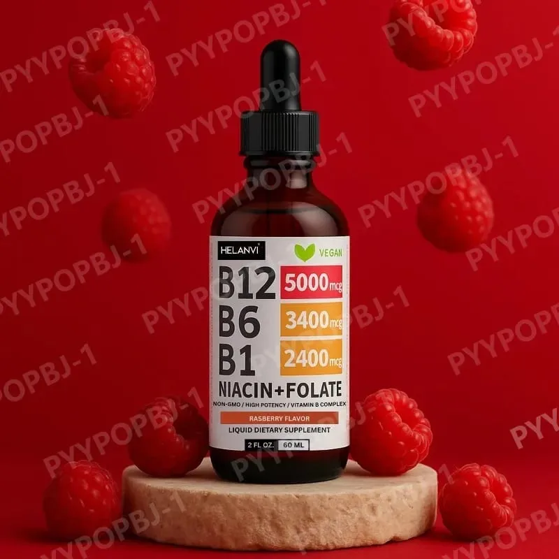 Bitamina B12 Liquid Drops 60ml Raspberry Flavor na may Vitamin B6+B1 Etc Multivitamin Support Energy Recovery at Brain Heart Health — image 6