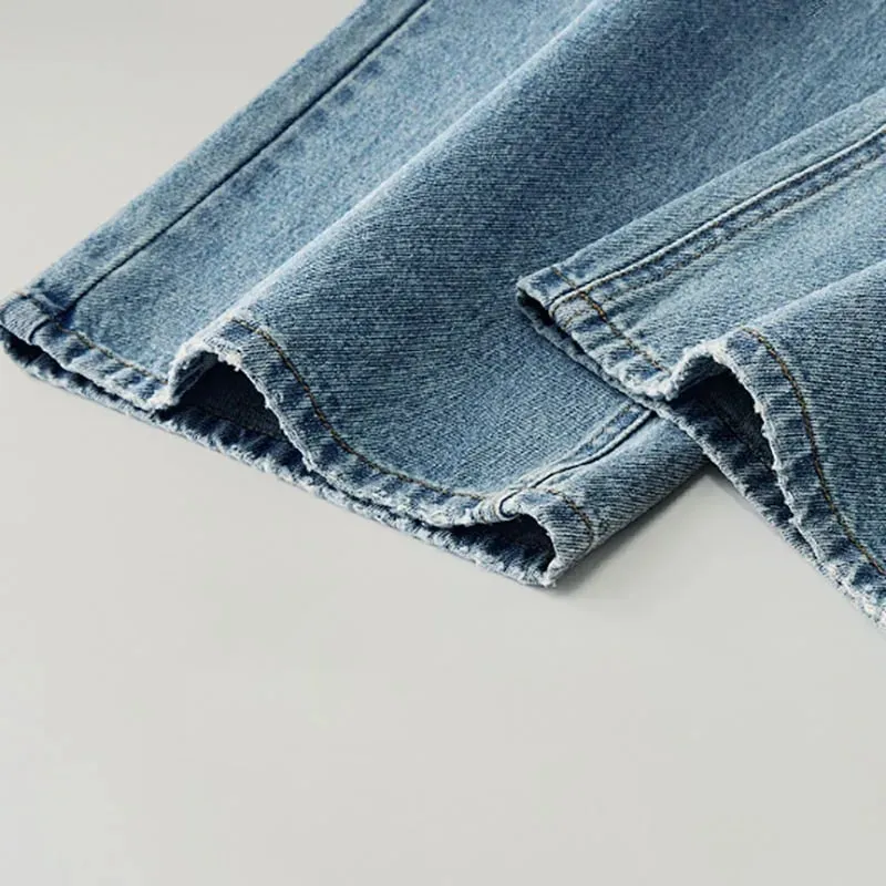 Autumn Korean Splashed Ink Jeans Men'S Straight Leg Pants Fashionable High Street Retro Loose Wide Leg Pants Design Pants — image 6