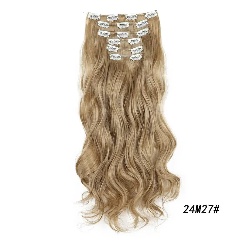 Synthetic Long Curly 16 Clips Hair Extension Heat Resistant Fiber Black Brown Hairpiece for Women Cosplay Wig Halloween Wig Part — image 24