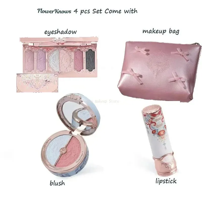 Flowerknows Makeup Set Gift Kit Shimmer Full Box Blush Long Lasting Velvet Lip Cream na may Bag Kit De Maquiagem — image 8
