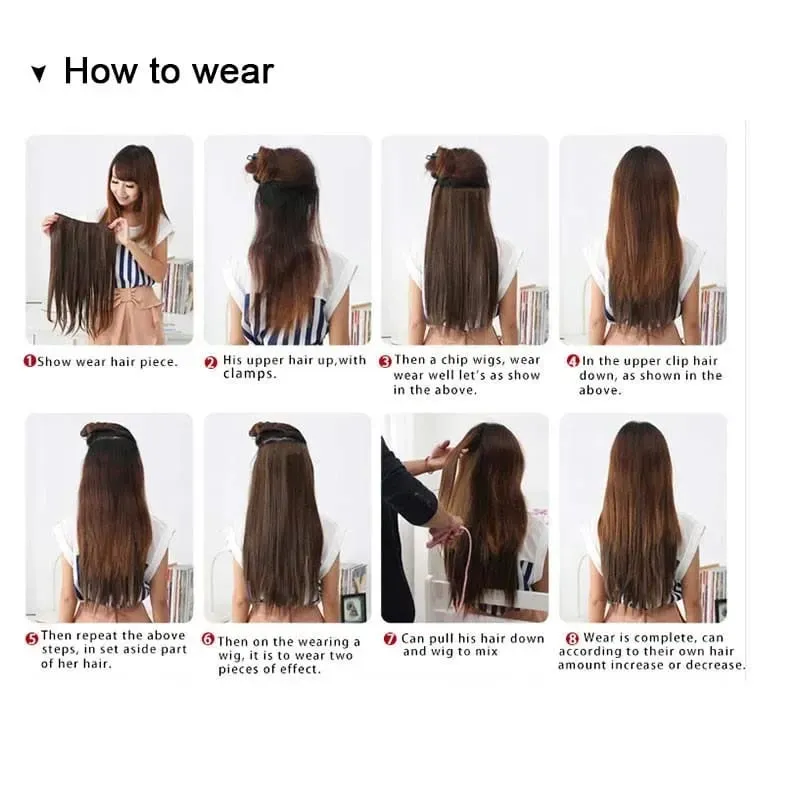 Zolin Clip in Hair Extension One Piece Long Straight Hair Black Gray Color Synthetic Hairpieces For Women Cosplay Use — image 6