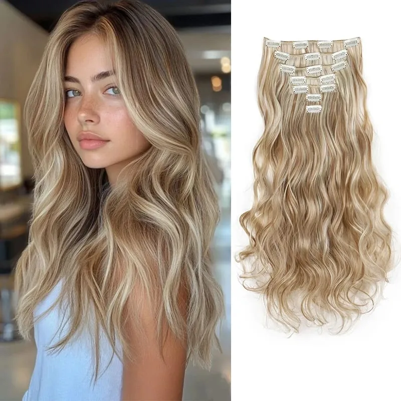 24Inch Synthetic Long Wavy Curly Hair Extension 7pcs/set Soft Invisible Cilp Thick Fluffy Hairpiece for Women Daily Use — image 14