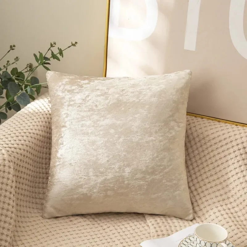 Ice Velvet Solid Color Cushion Cover 18x18 Inch Crushed Velvet Shiny Throw Pillowcase for Living Room Sofa Home Decor