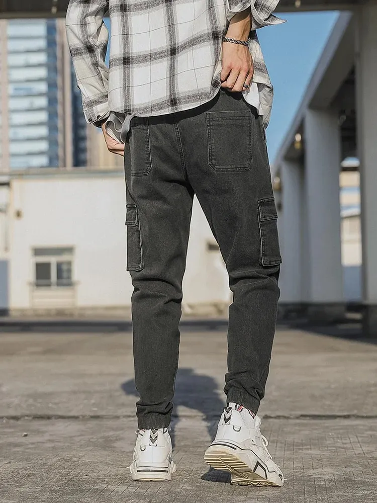 Men's Jogger Jeans Washed Cotton Slight Stretch Multi-Pockets Denim Cargo Pants Asian Size L-6XL — image 5