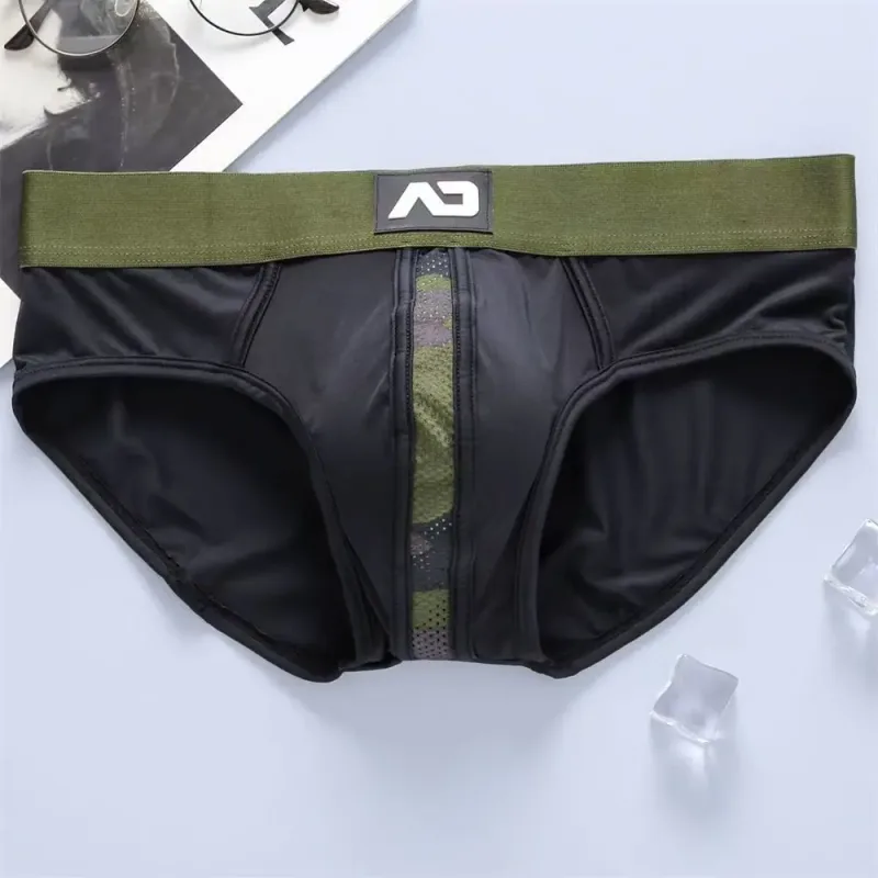 2026New men's personalized ice silk U convex low waist mesh breathable briefs, underwear fashion M388 — image 2