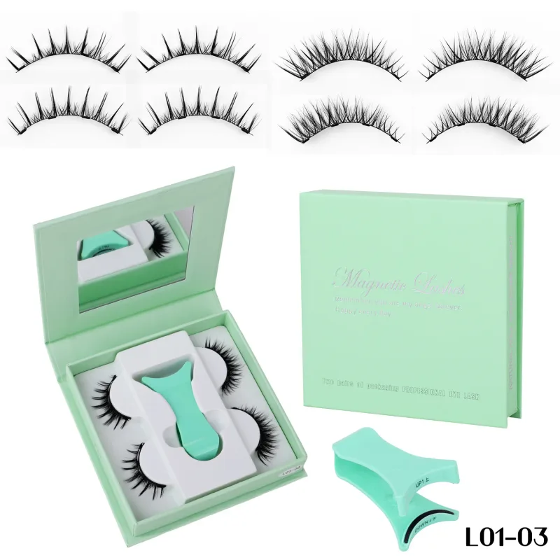 2 Pairs Magnetic False Lashes Natural Wispy Magnetic Eyelashes Portable All-in-one Case Reusable No Glue Eye Lashes Customized