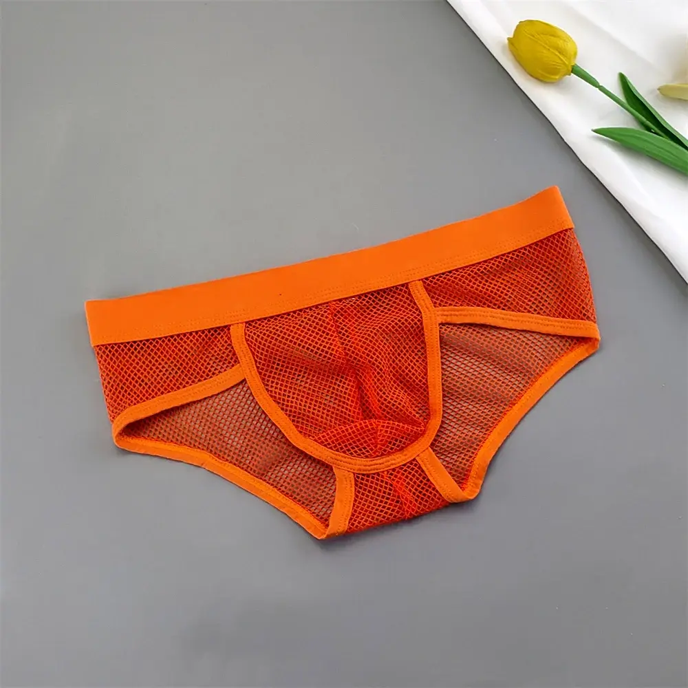 Cuecas masculinas de malha vazada com bolsa em U, cintura baixa, cuecas de biquíni transparentes, calcinhas respiráveis, tamanho grande — image 6