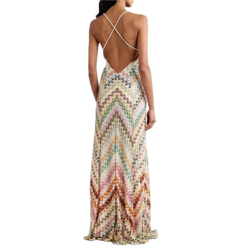 Spring Summer Female Boho Maxi Dresses Retro Sleeveless Women Holiday Long Skirt Sexy Deep V Neck Casual Party Dress Streetwear — image 6