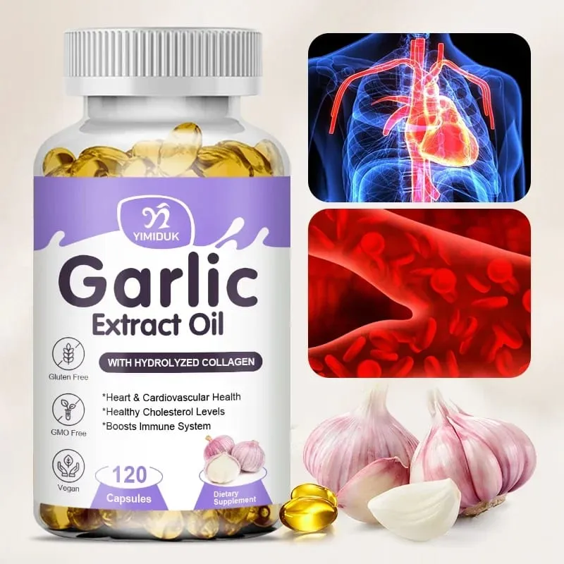Buy 1 Get 1 Free! Pure Garlic Extract Oil Supplement for Heart Health Cholesterol & Blood Pressure Immune System Booster
