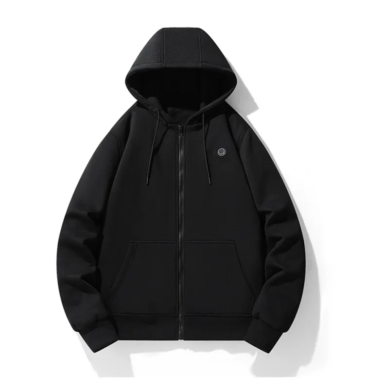 USB Heating Luvtröjor Herr Vinter Eluppvärmda Luvtröjor Jackor Uppvärmd Zipper Hoodie Infraröd 5 Värmeområden Jacka Svart Grå — image 13