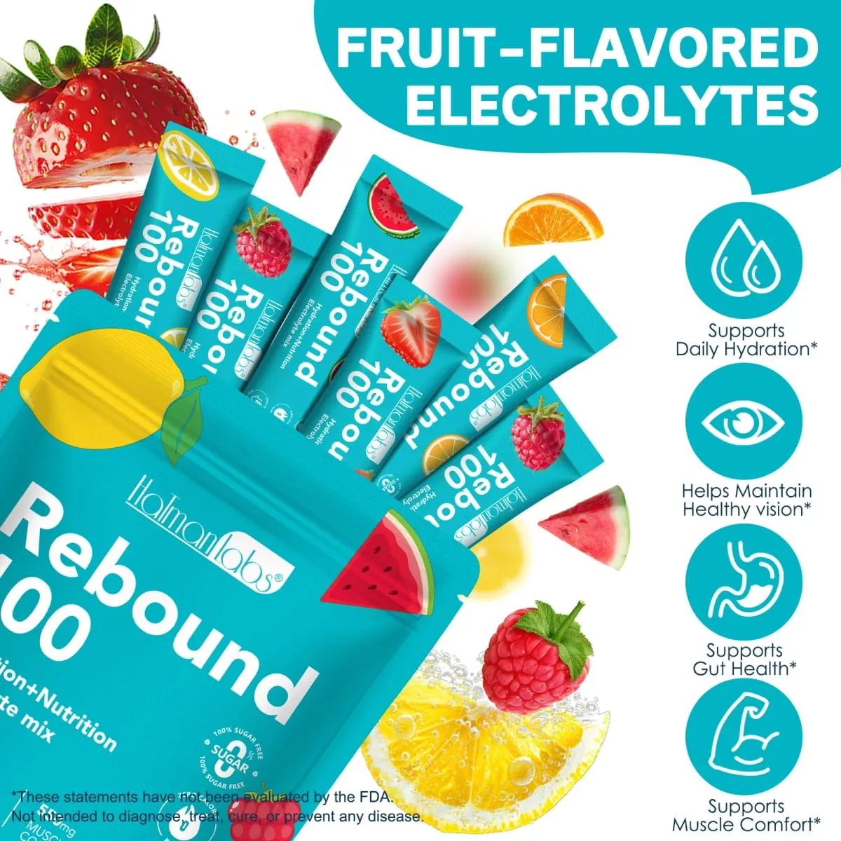 Rebound 100 elektrolitpor a hidratáló izmok komfortérzetéért nulla cukorral és kalóriatartalmú energiaital keverékkel edzésekhez 30 Count — image 3