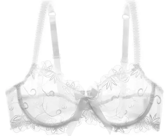 Women Sexy Sheer Mesh Lace Bra Set Thin Minimizer Big Bust Bowknot Pure Desire Lingerie Brassiere Underwear 34‑40 BC — image 12