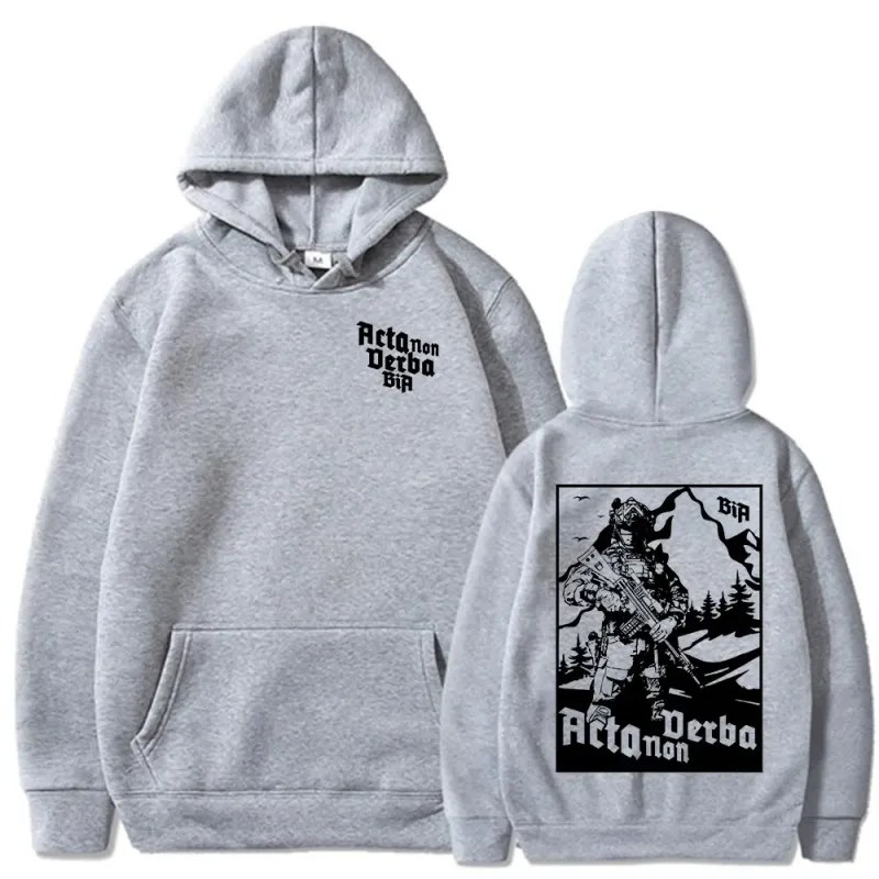 Acta Non Verba Brothers in Arms Double Sided Print Hoodies Men Women Clothing Fashion Sweatshirts Oversized Long Sleeve Pullover