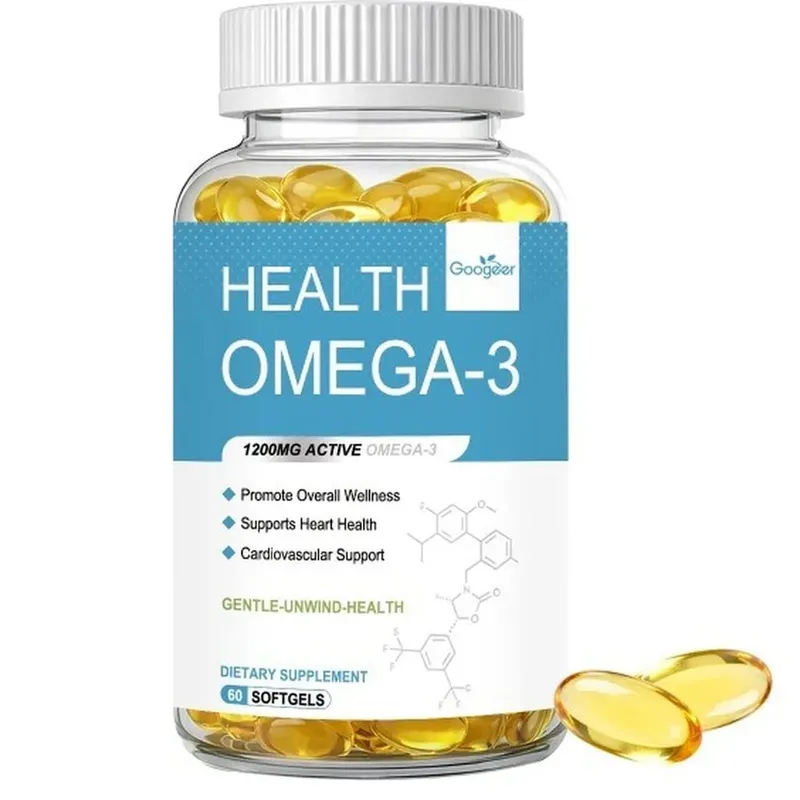 Omega-3 Softgels with 1200 Mg Active Omega-3 EPA and DHA Vitamin D3 and Vitamin E for Heart Health Support 60 Softgels