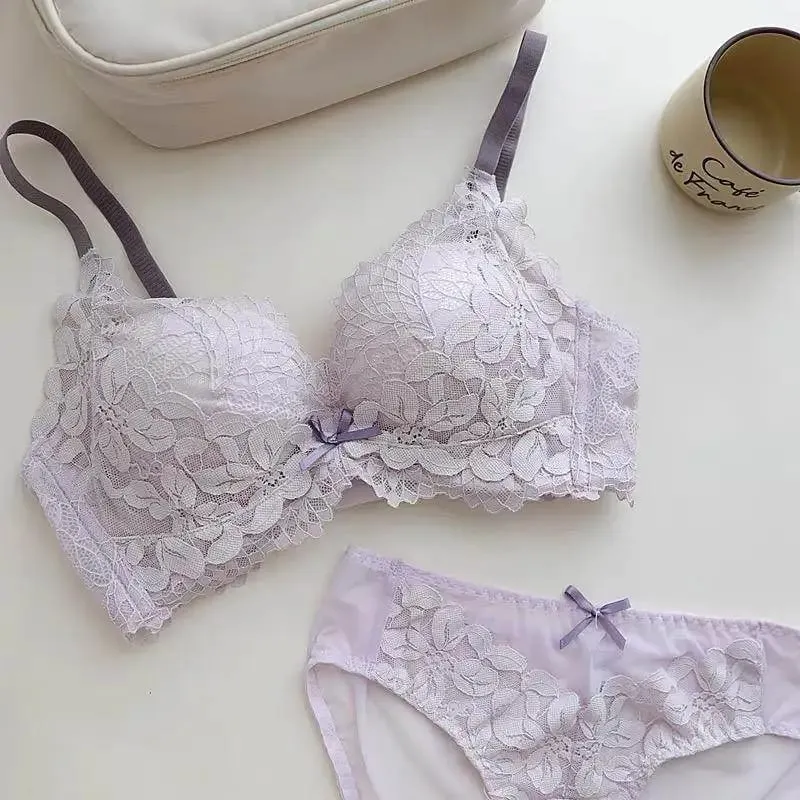 Modest Japanese Style Abaya Lace Bra Set Women Luxury Push Up Small Bust Support Anti Sagging Full Coverage Comfort MOYISU Sexy — image 3