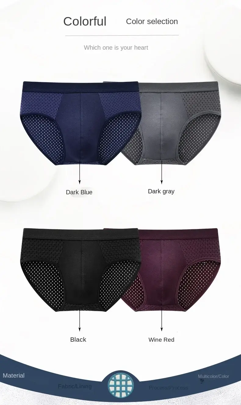 Homens sólidos verão roupa interior de seda gelo boxershorts cuecas respiráveis roupa interior de fibra de carbono de bambu anti-bacteriano oco calcinha — image 12