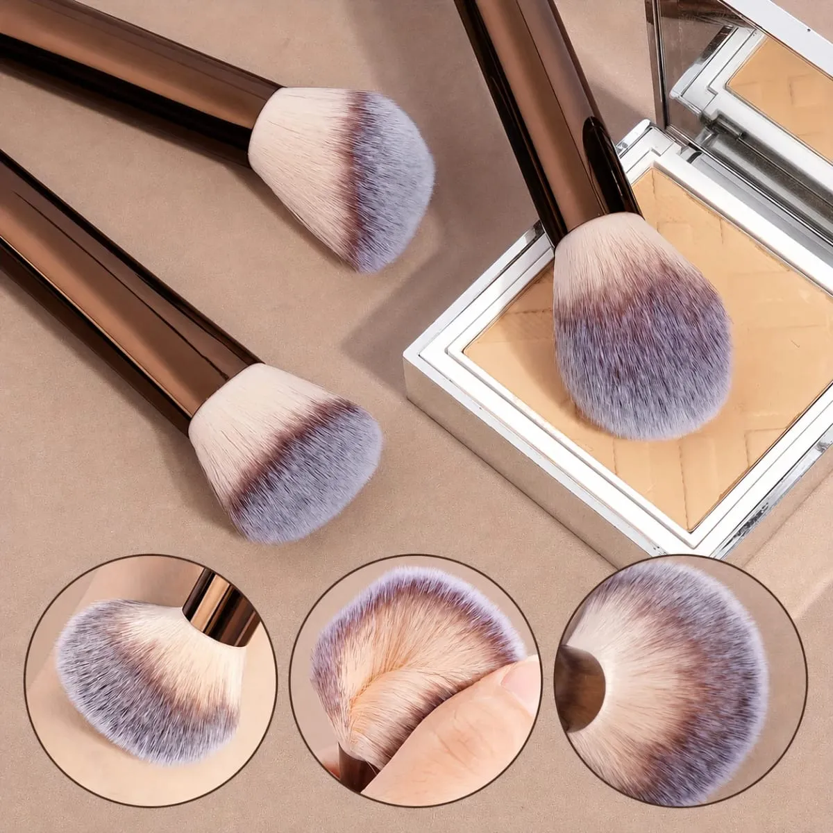 17PCS Professional Makeup Kit Including 13 Aluminum Brushes Carry Bag & 3 Sponge Puffs Powder Eyeshadow Blush and Detail Too — image 2